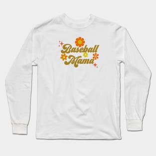 Baseball Mama - 70s style - green Long Sleeve T-Shirt